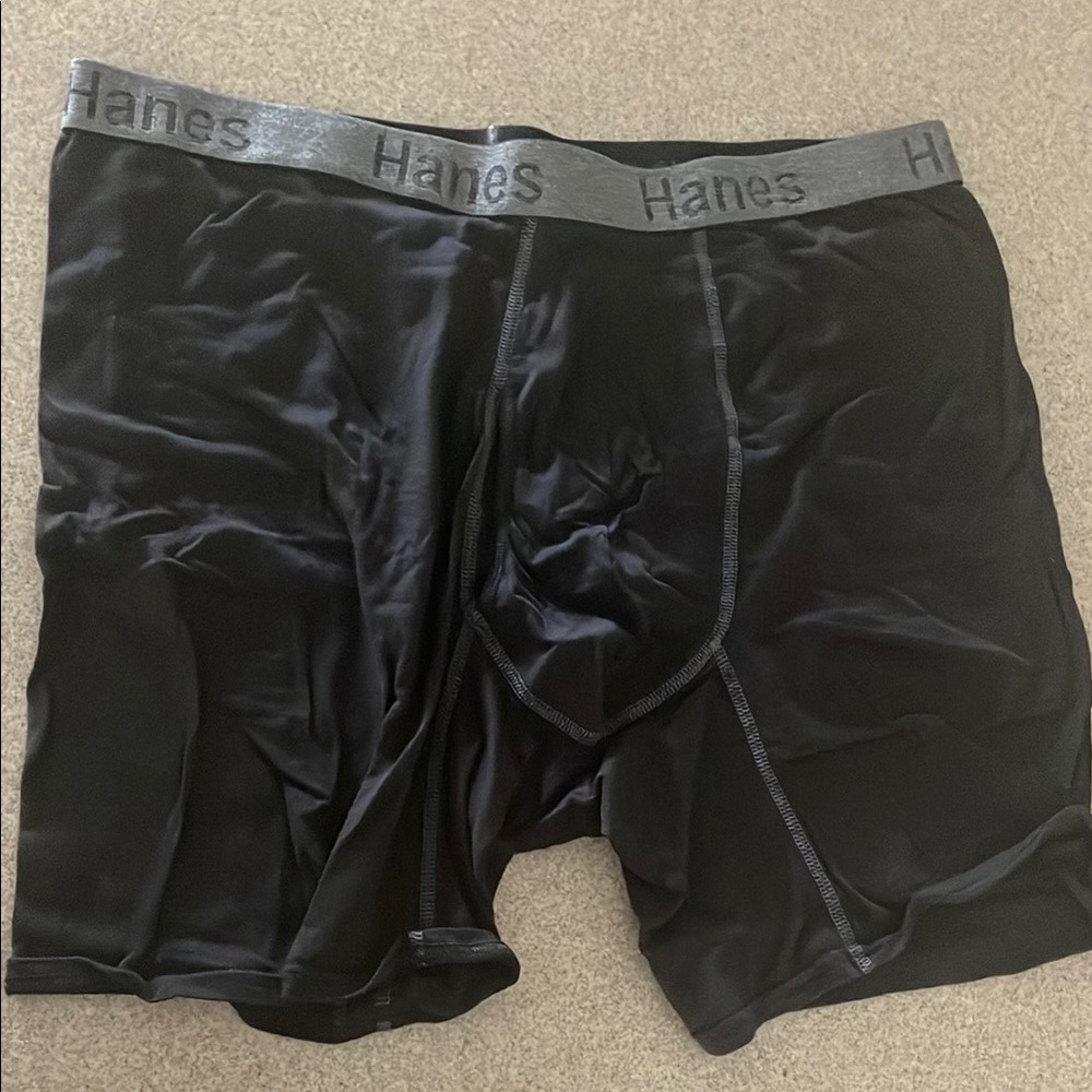 .Hanes Black and Gray Boxer Briefs Smooth Cotton Blend